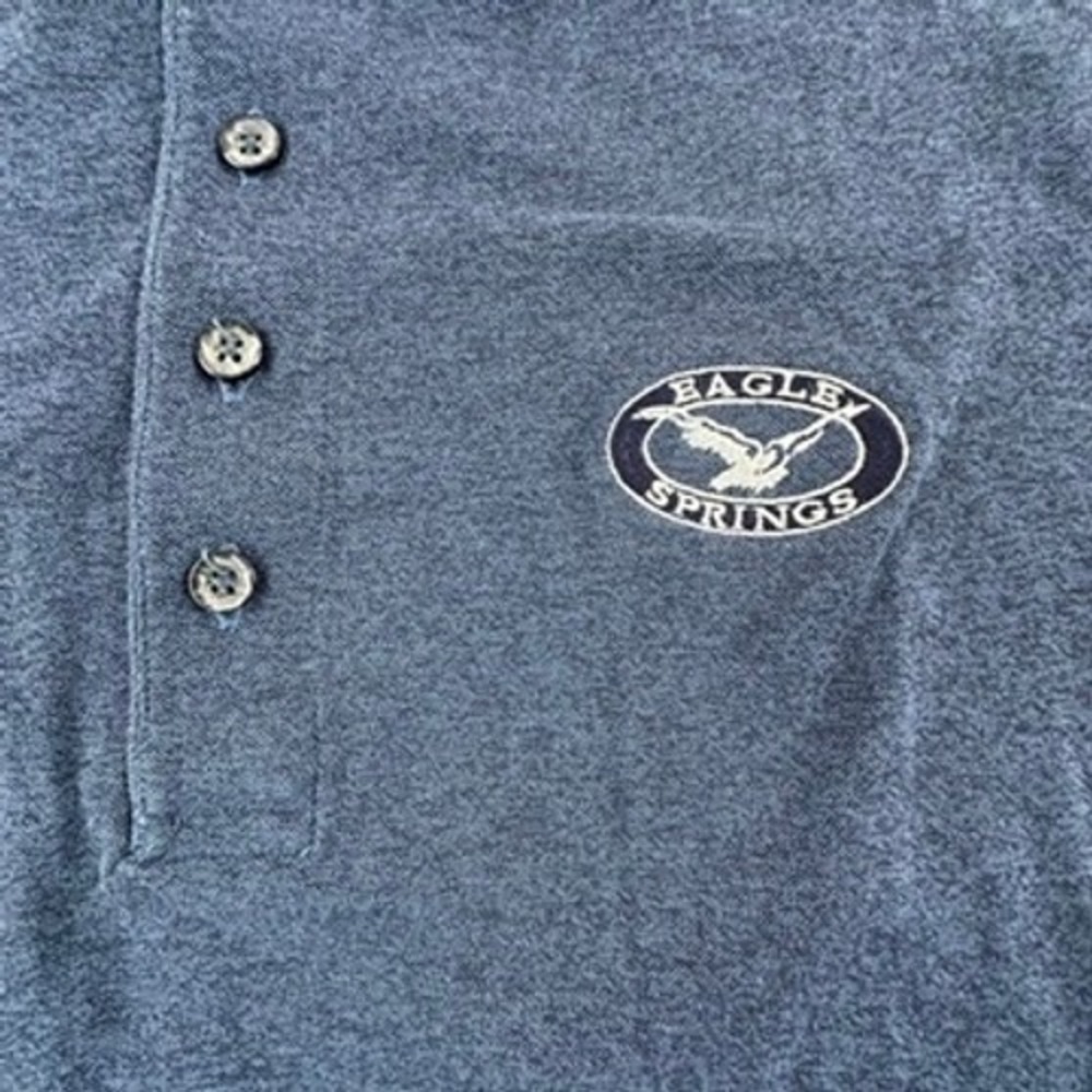 Descente Mens Medium Polo Shirt Blue Eagle Springs Short Sleeve Cotton Logo M - Picture 4 of 16